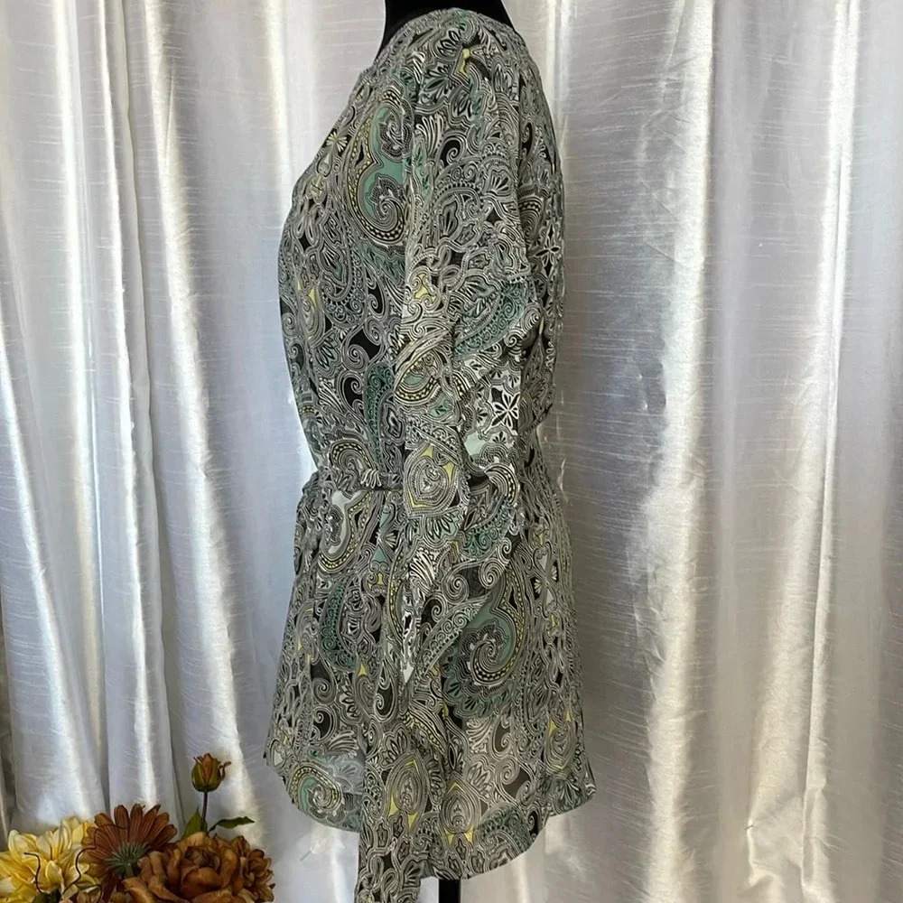 Liz Claiborne Women’s Small Sheer with Cami Dolman Sleeve Boho Belted Blouse - Picture 5 of 8